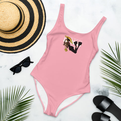 "I'M DOING HOT GIRL S**T" PINK SWIM SWIMSUIT BodySuit