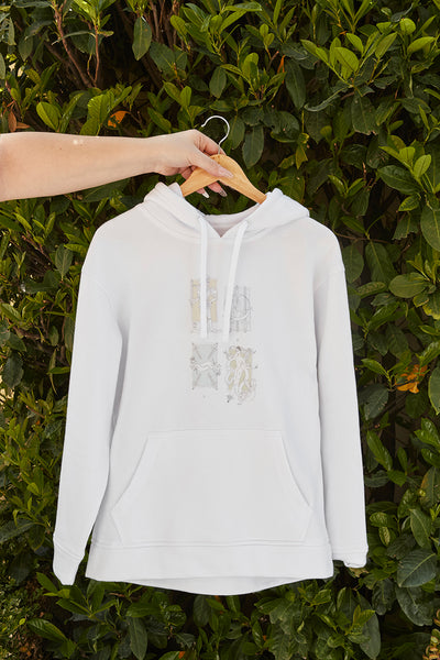 "Partenope collection CARDS" Unisex white hoodie sweatshirt