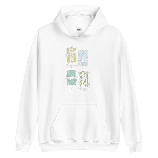 "Partenope collection CARDS" Unisex white hoodie sweatshirt